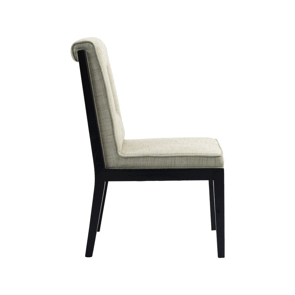 Gwendolyn Green Linen Textured Fabric Dining Side Chair, Set of 2