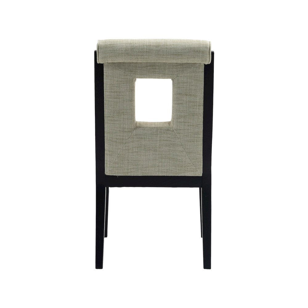 Gwendolyn Green Linen Textured Fabric Dining Side Chair, Set of 2