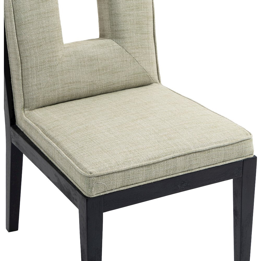 Gwendolyn Green Linen Textured Fabric Dining Side Chair, Set of 2