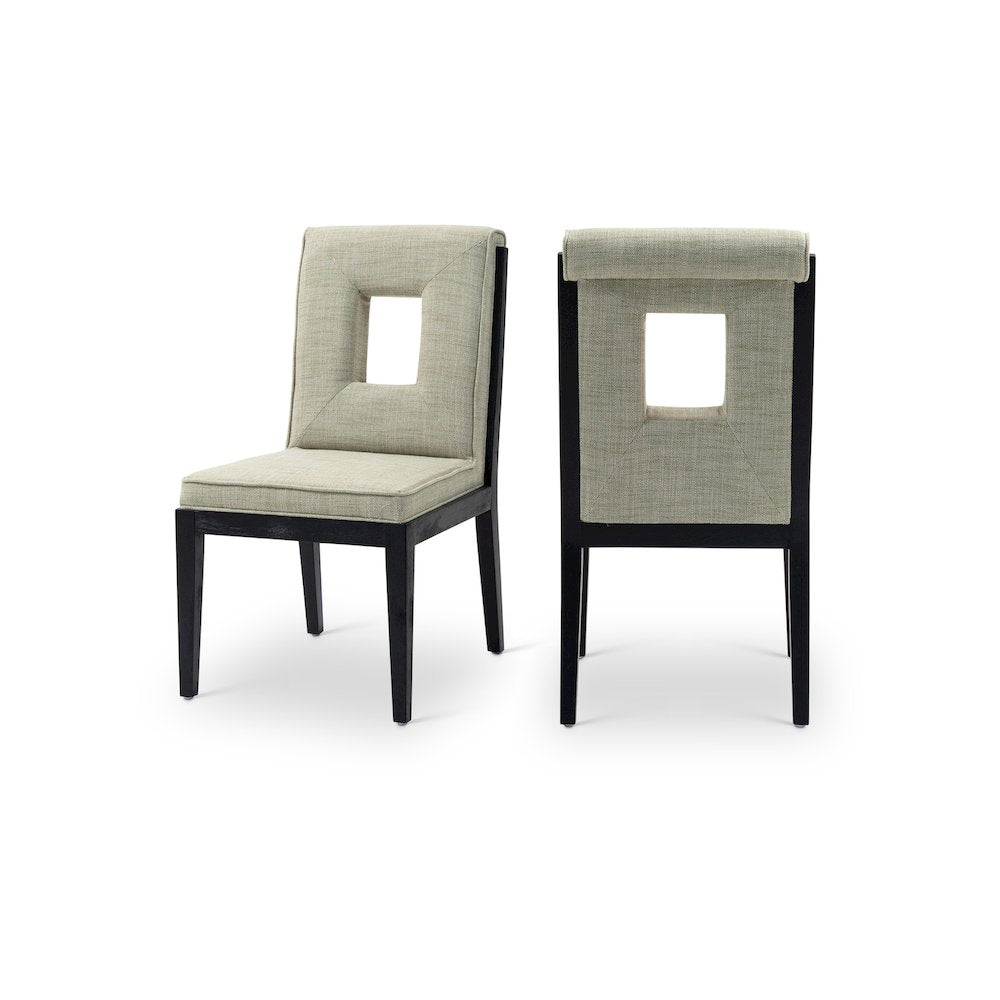 Gwendolyn Green Linen Textured Fabric Dining Side Chair, Set of 2