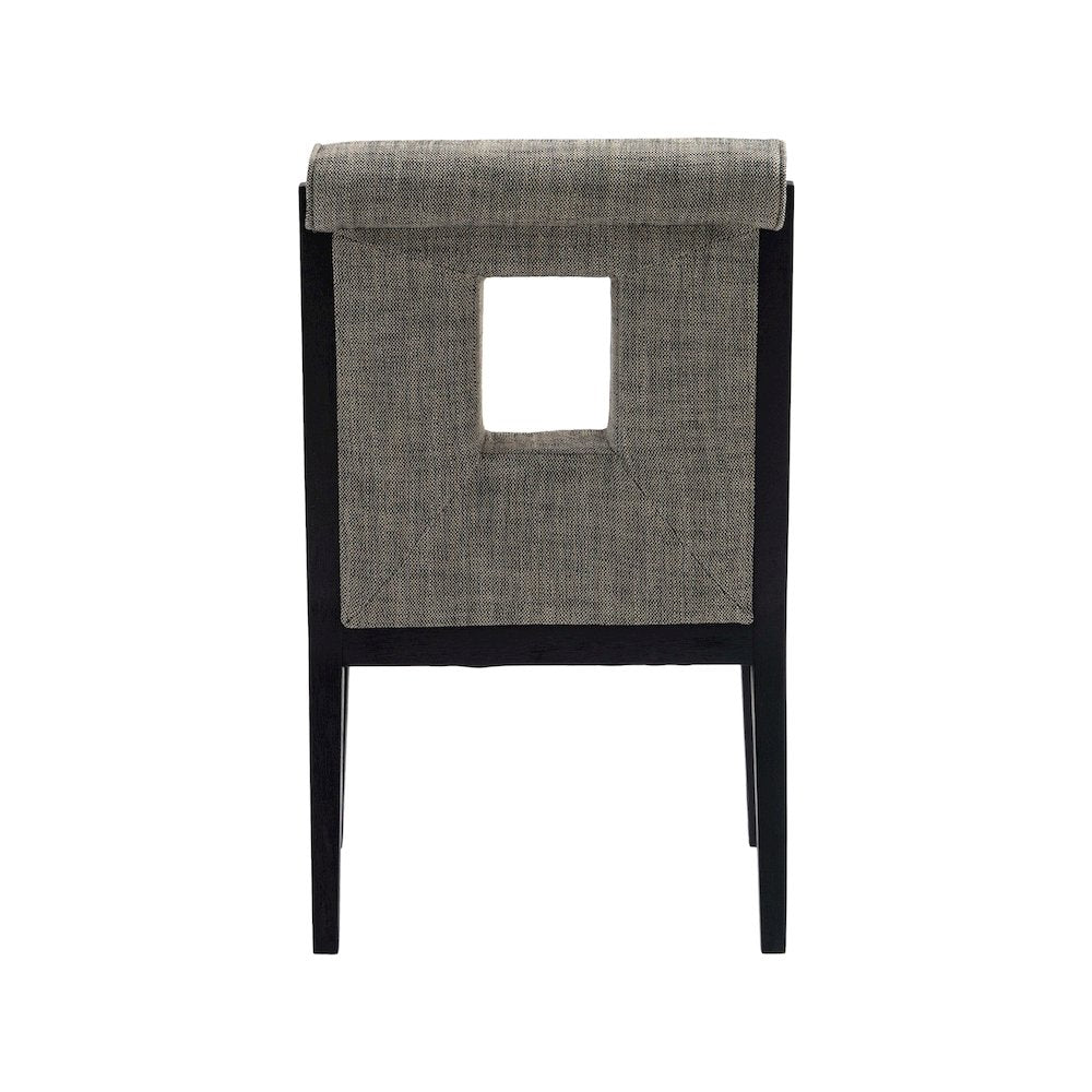 Gwendolyn Grey Linen Textured Fabric Dining Arm Chair
