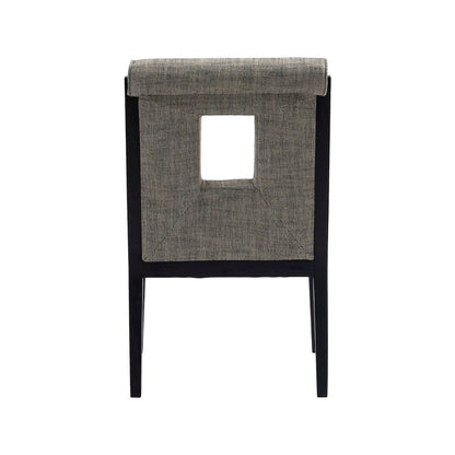 Gwendolyn Grey Linen Textured Fabric Dining Arm Chair