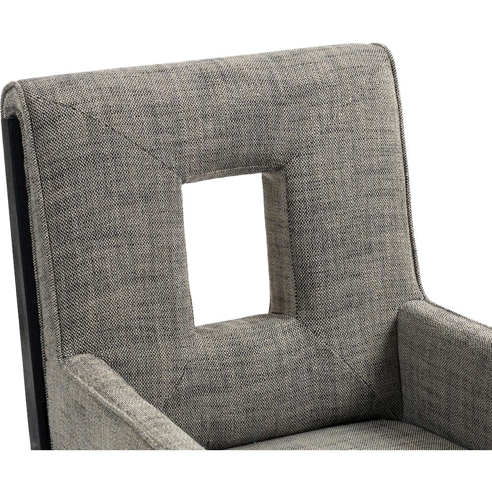 Gwendolyn Grey Linen Textured Fabric Dining Arm Chair