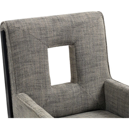 Gwendolyn Grey Linen Textured Fabric Dining Arm Chair