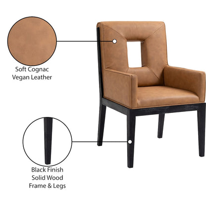 Gwendolyn Cognac Vegan Leather Dining Arm Chair