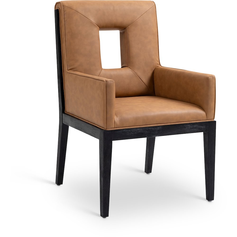 Gwendolyn Cognac Vegan Leather Dining Arm Chair