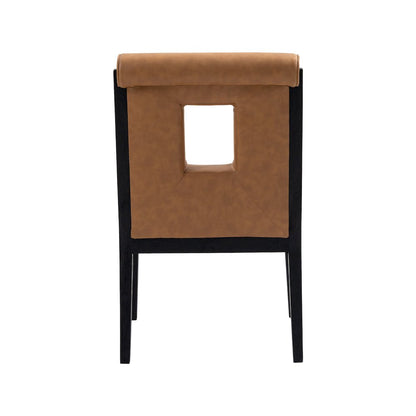 Gwendolyn Cognac Vegan Leather Dining Arm Chair