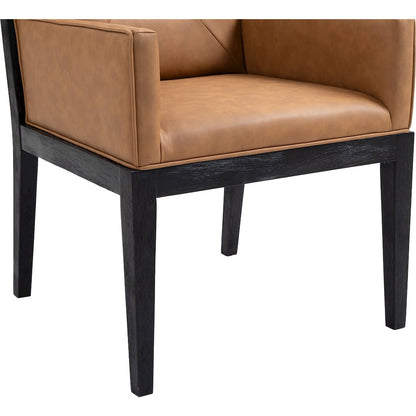Gwendolyn Cognac Vegan Leather Dining Arm Chair