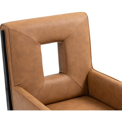 Gwendolyn Cognac Vegan Leather Dining Arm Chair