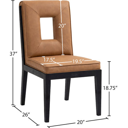 Gwendolyn Cognac Vegan Leather Dining Side Chair, Set of 2