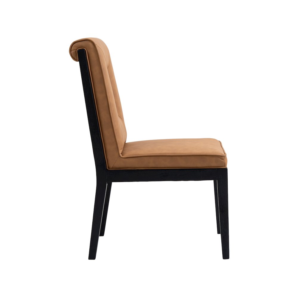 Gwendolyn Cognac Vegan Leather Dining Side Chair, Set of 2