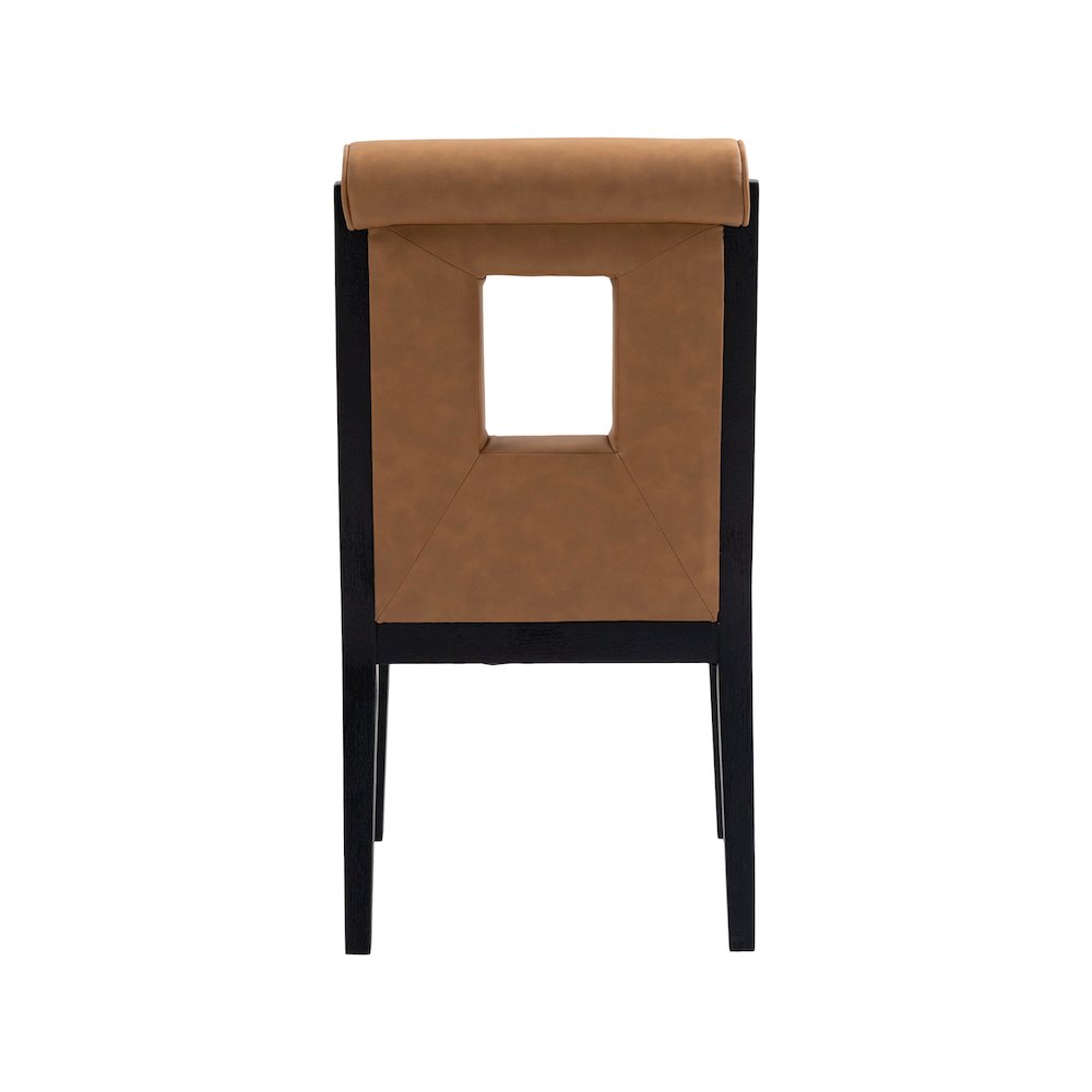 Gwendolyn Cognac Vegan Leather Dining Side Chair, Set of 2