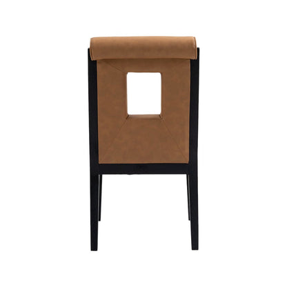 Gwendolyn Cognac Vegan Leather Dining Side Chair, Set of 2