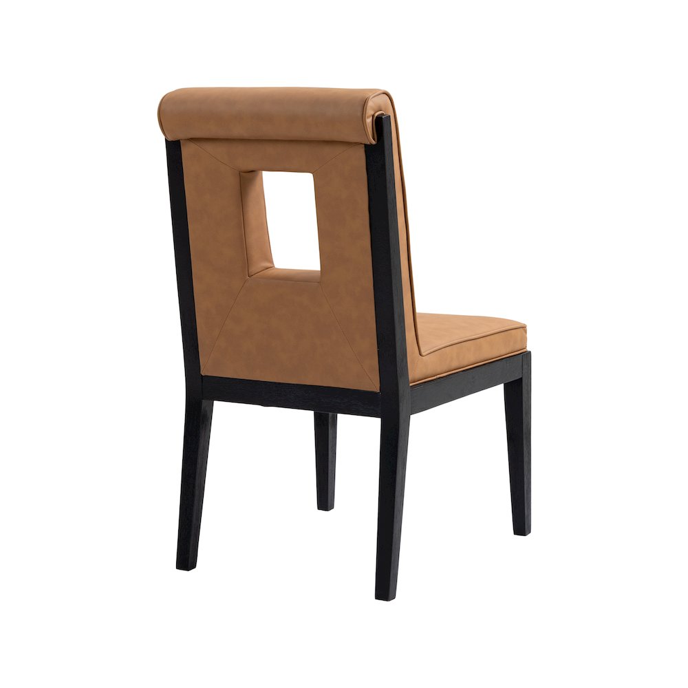 Gwendolyn Cognac Vegan Leather Dining Side Chair, Set of 2