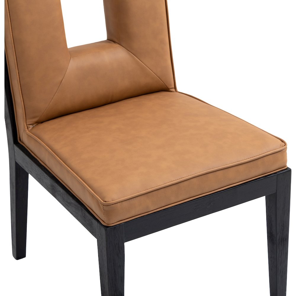 Gwendolyn Cognac Vegan Leather Dining Side Chair, Set of 2