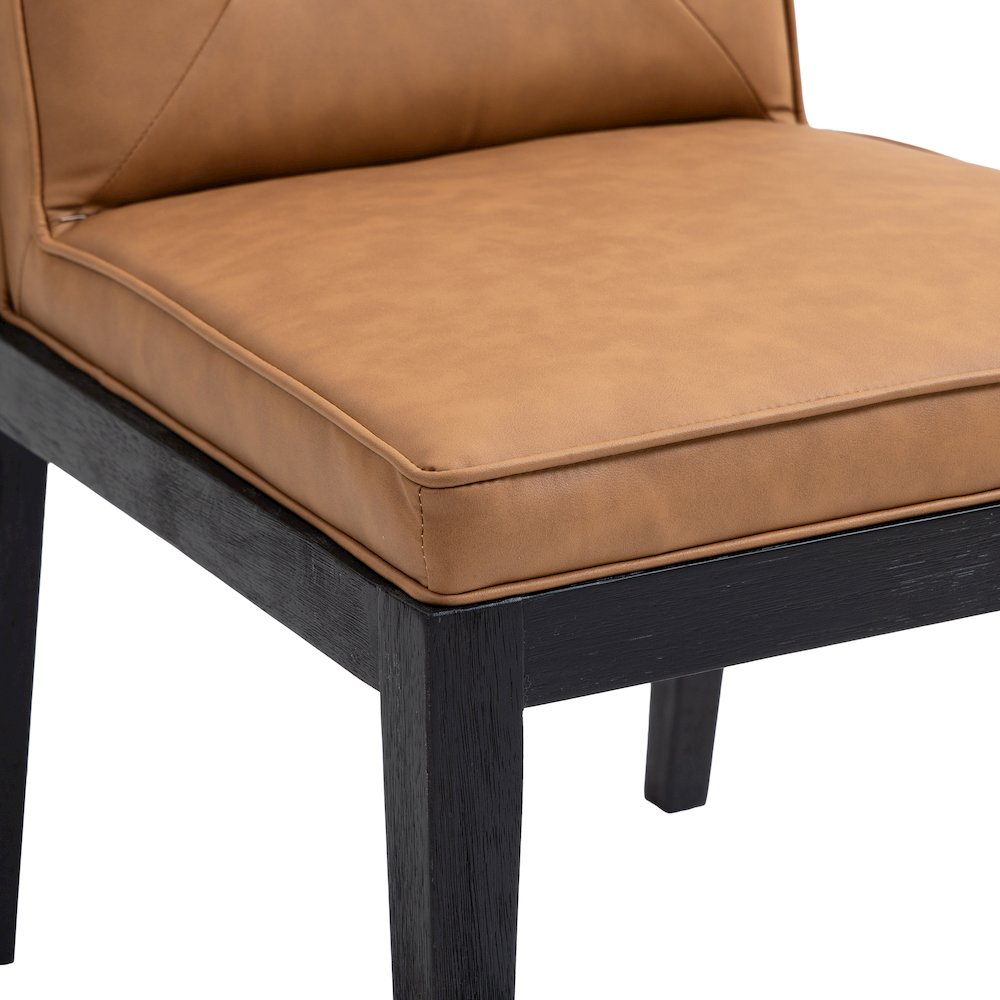 Gwendolyn Cognac Vegan Leather Dining Side Chair, Set of 2