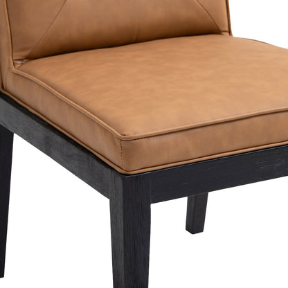Gwendolyn Cognac Vegan Leather Dining Side Chair, Set of 2