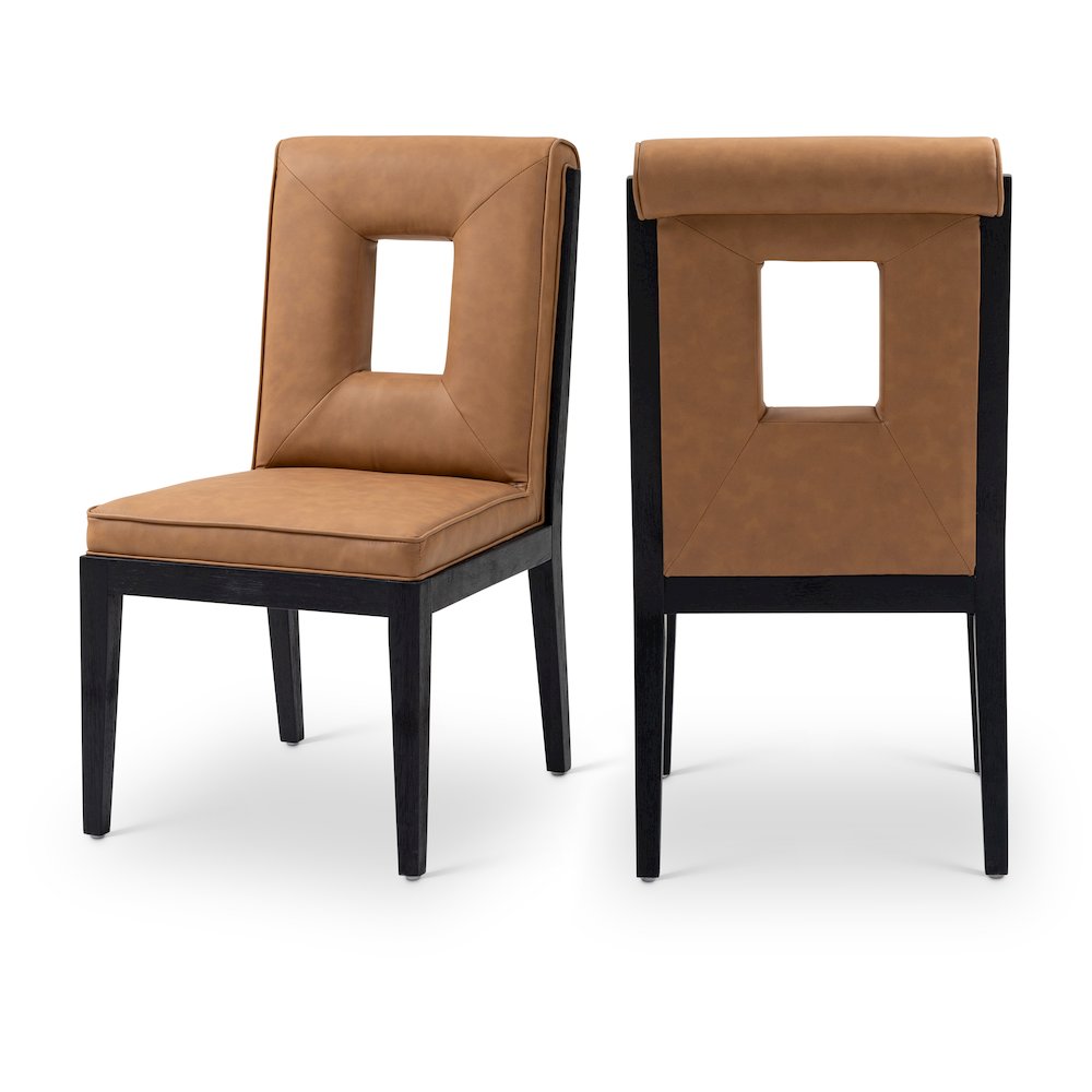 Gwendolyn Cognac Vegan Leather Dining Side Chair, Set of 2