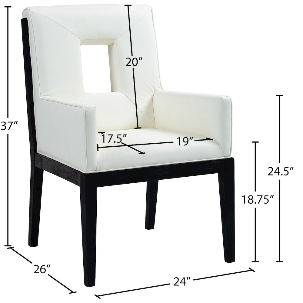 Gwendolyn Cream Vegan Leather Dining Arm Chair
