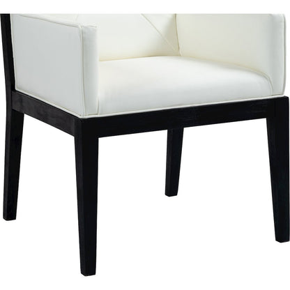 Gwendolyn Cream Vegan Leather Dining Arm Chair