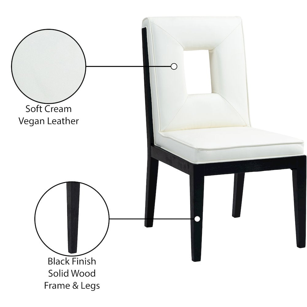 Gwendolyn Cream Vegan Leather Dining Side Chair, Set of 2
