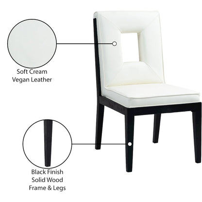 Gwendolyn Cream Vegan Leather Dining Side Chair, Set of 2