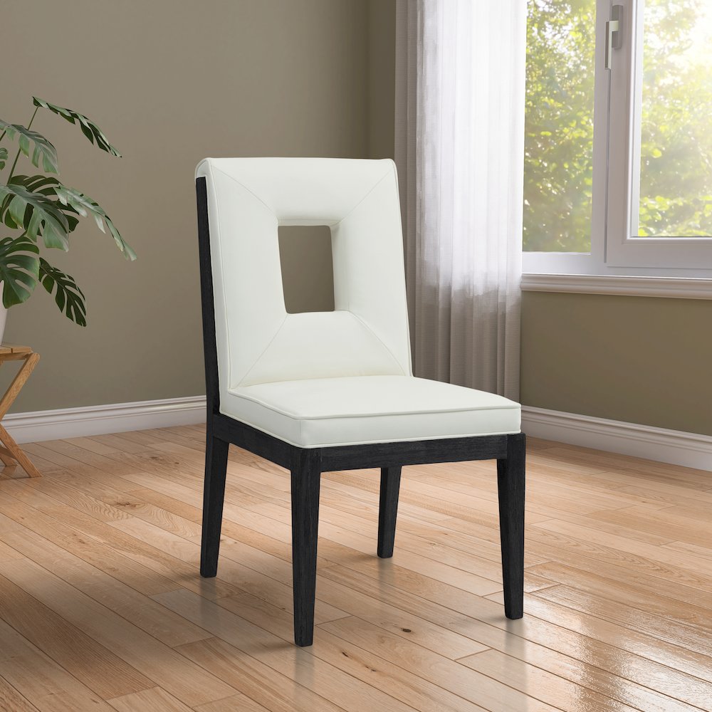 Gwendolyn Cream Vegan Leather Dining Side Chair, Set of 2