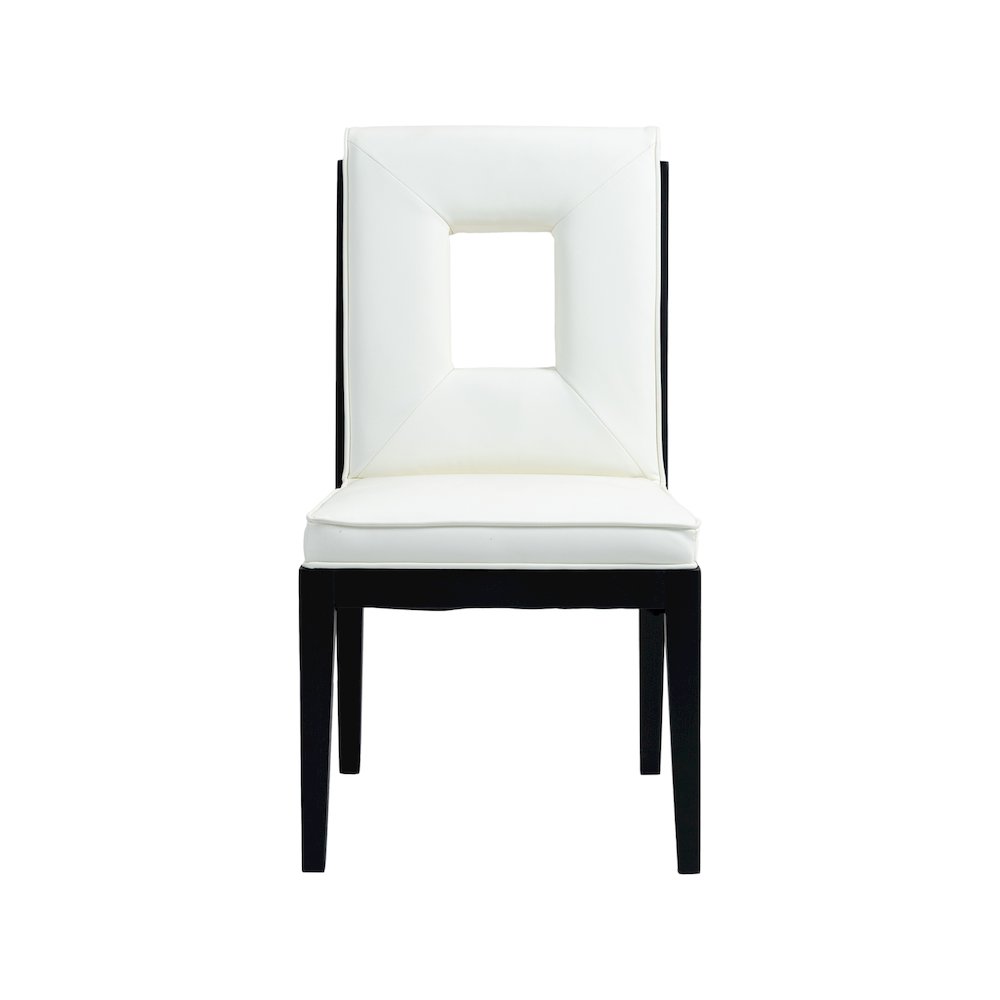 Gwendolyn Cream Vegan Leather Dining Side Chair, Set of 2