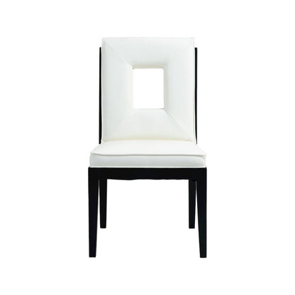 Gwendolyn Cream Vegan Leather Dining Side Chair, Set of 2