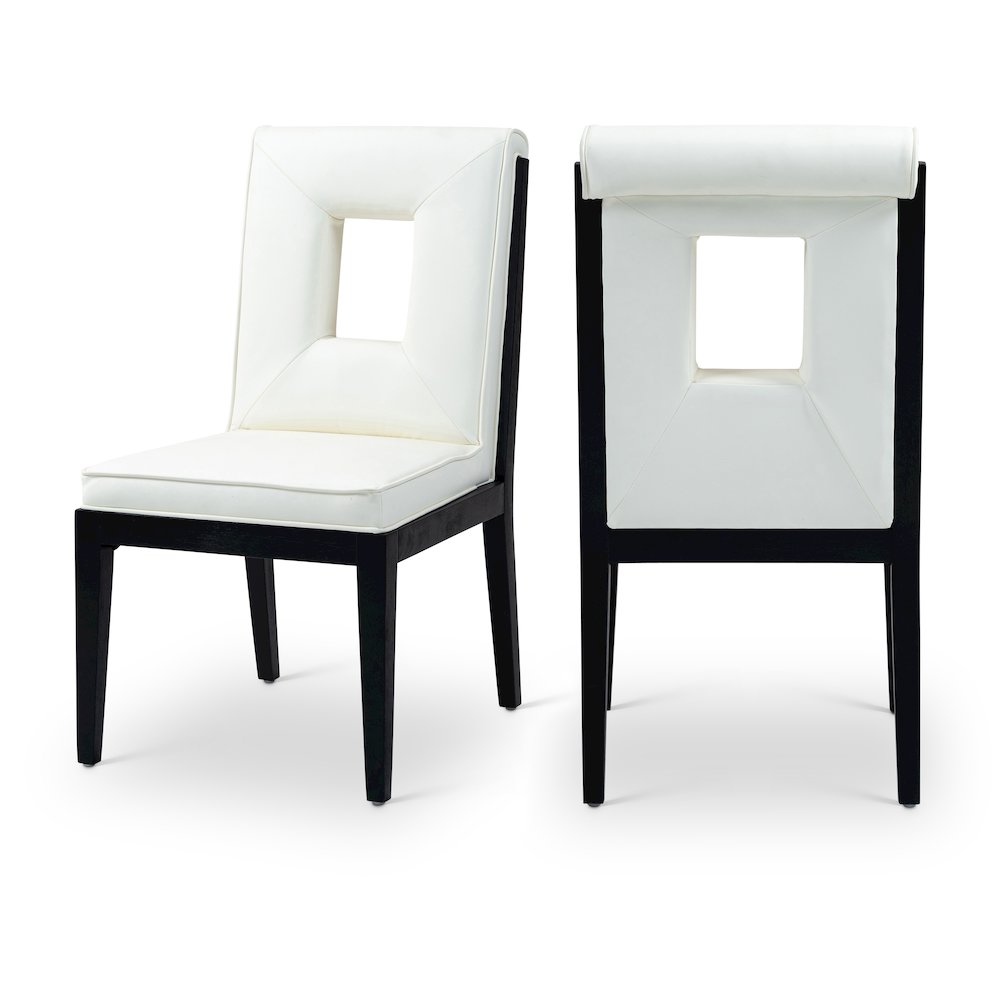 Gwendolyn Cream Vegan Leather Dining Side Chair, Set of 2