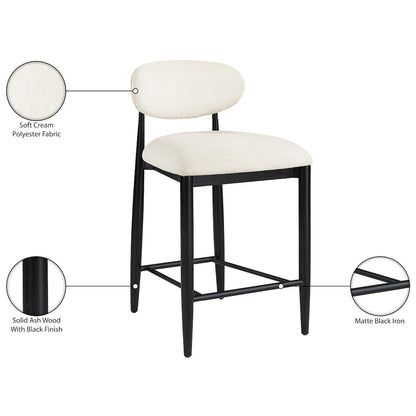 Riccio Beige Performance Fabric Upholstered Stool