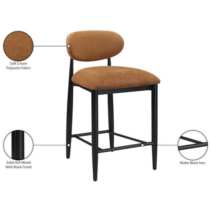 Riccio Cognac Performance Fabric Upholstered Stool
