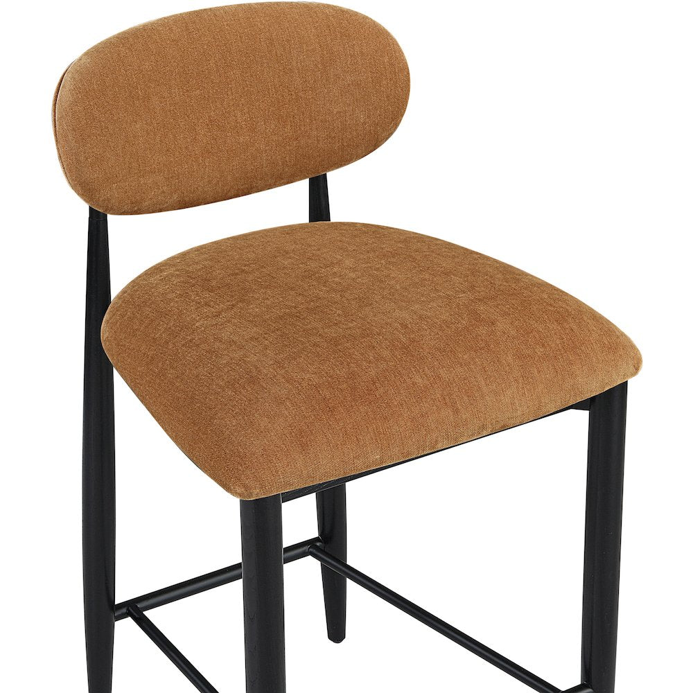 Riccio Cognac Performance Fabric Upholstered Stool