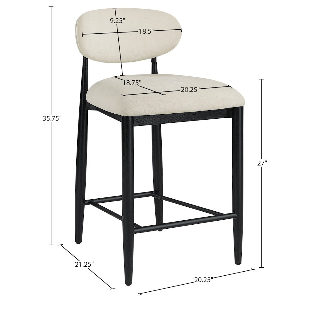Riccio Cream Performance Fabric Upholstered Stool