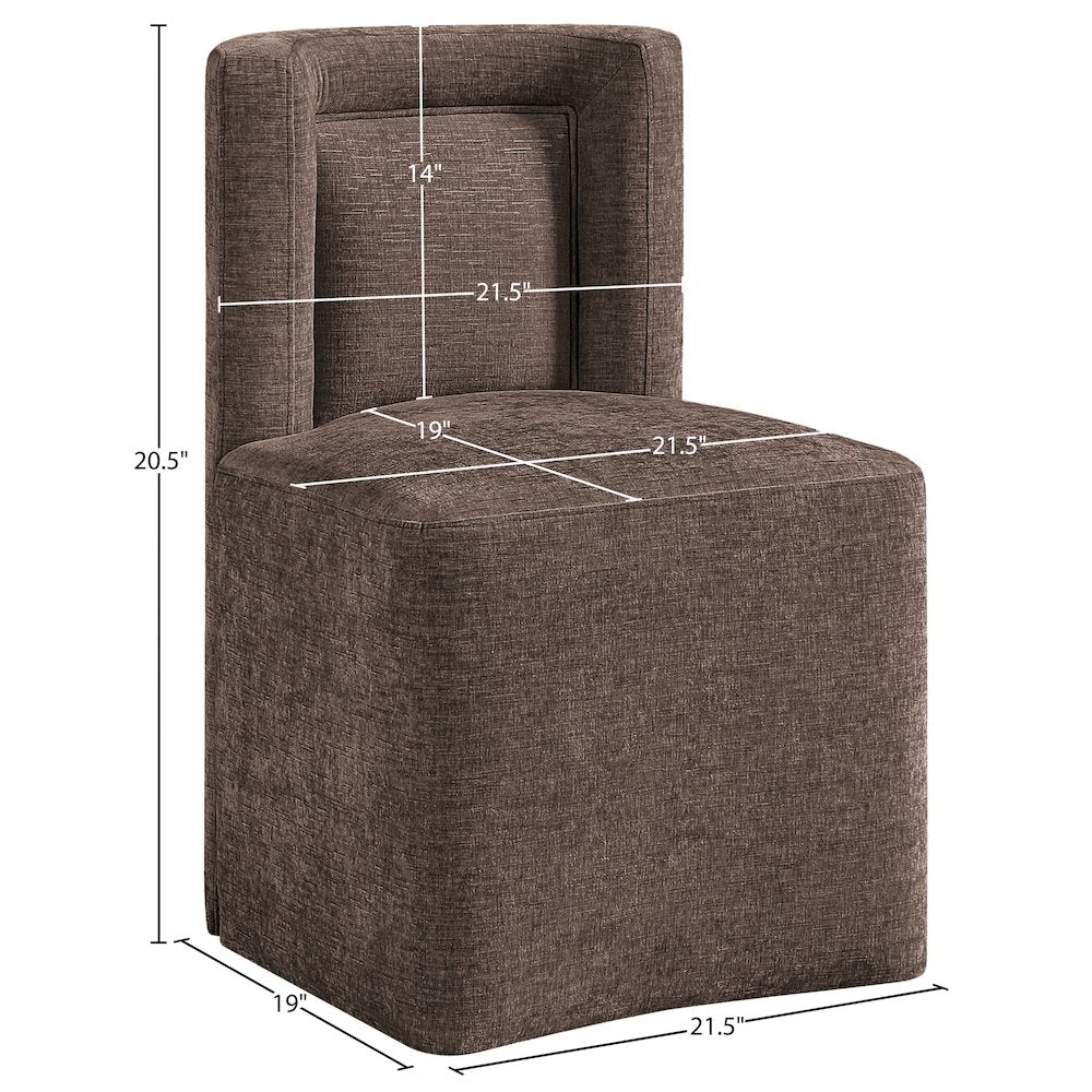 Duvina Brown Chenille Performance Fabric Upholstered Dining Chair