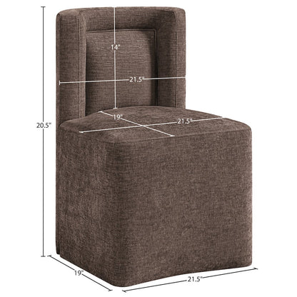 Duvina Brown Chenille Performance Fabric Upholstered Dining Chair