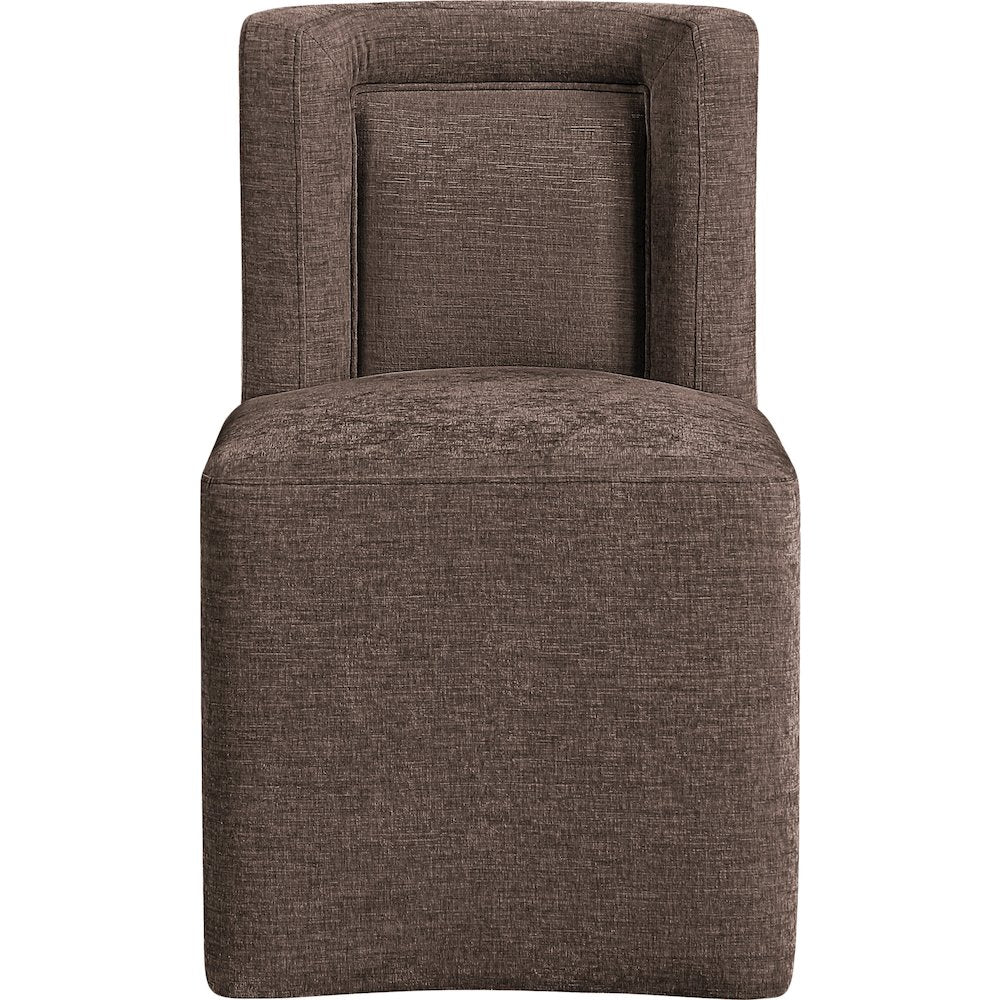 Duvina Brown Chenille Performance Fabric Upholstered Dining Chair