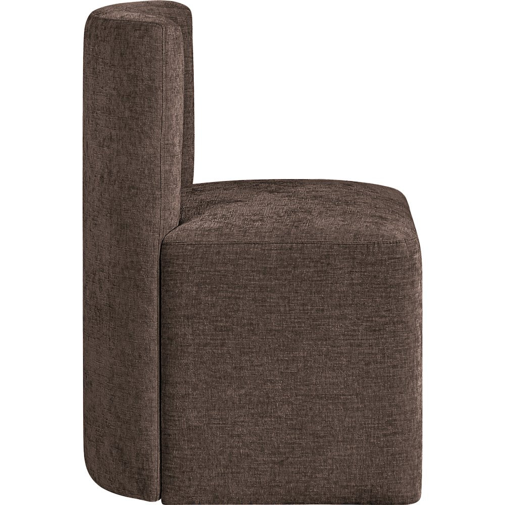 Duvina Brown Chenille Performance Fabric Upholstered Dining Chair