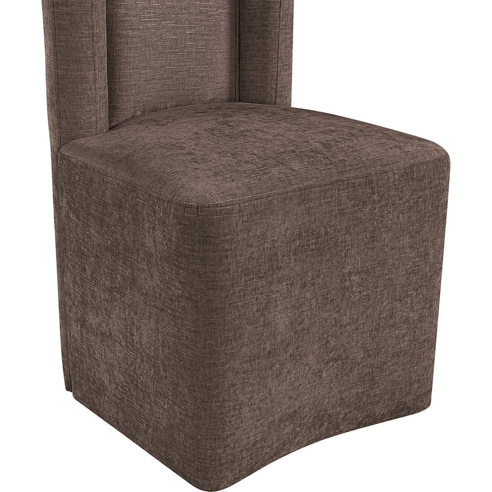 Duvina Brown Chenille Performance Fabric Upholstered Dining Chair