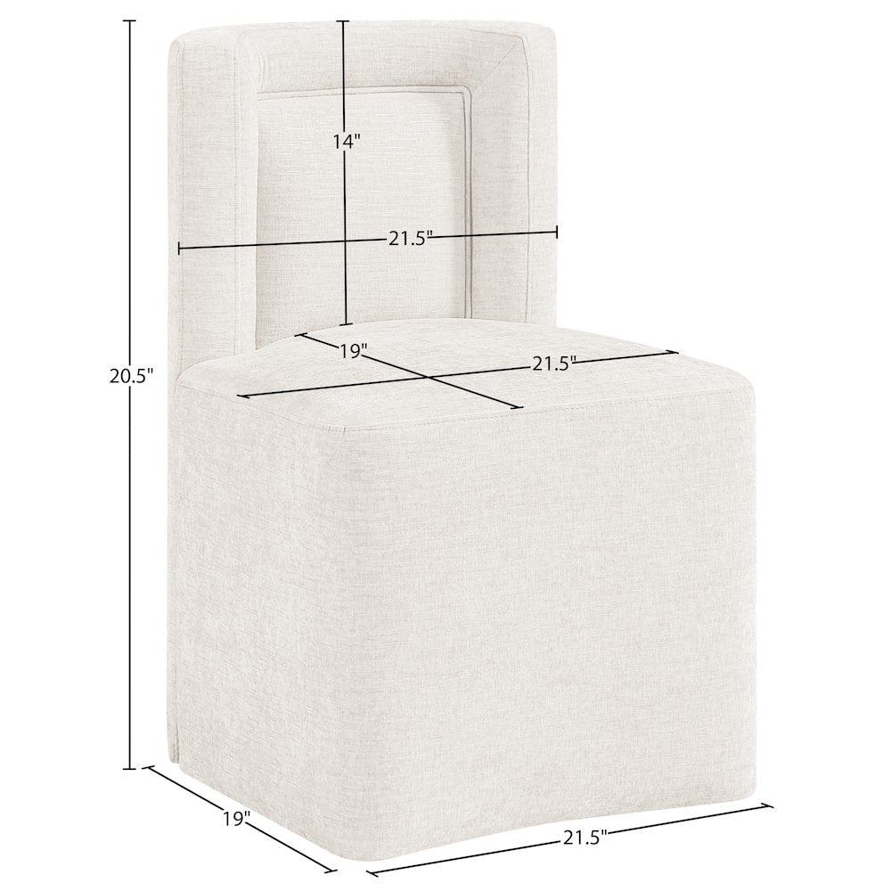 Duvina Cream Chenille Performance Fabric Upholstered Dining Chair