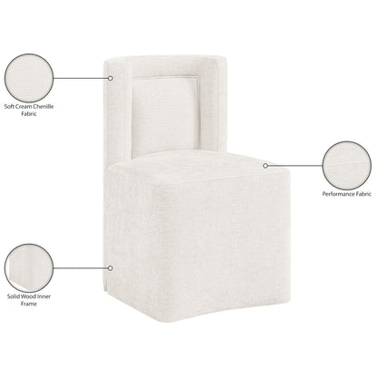 Duvina Cream Chenille Performance Fabric Upholstered Dining Chair