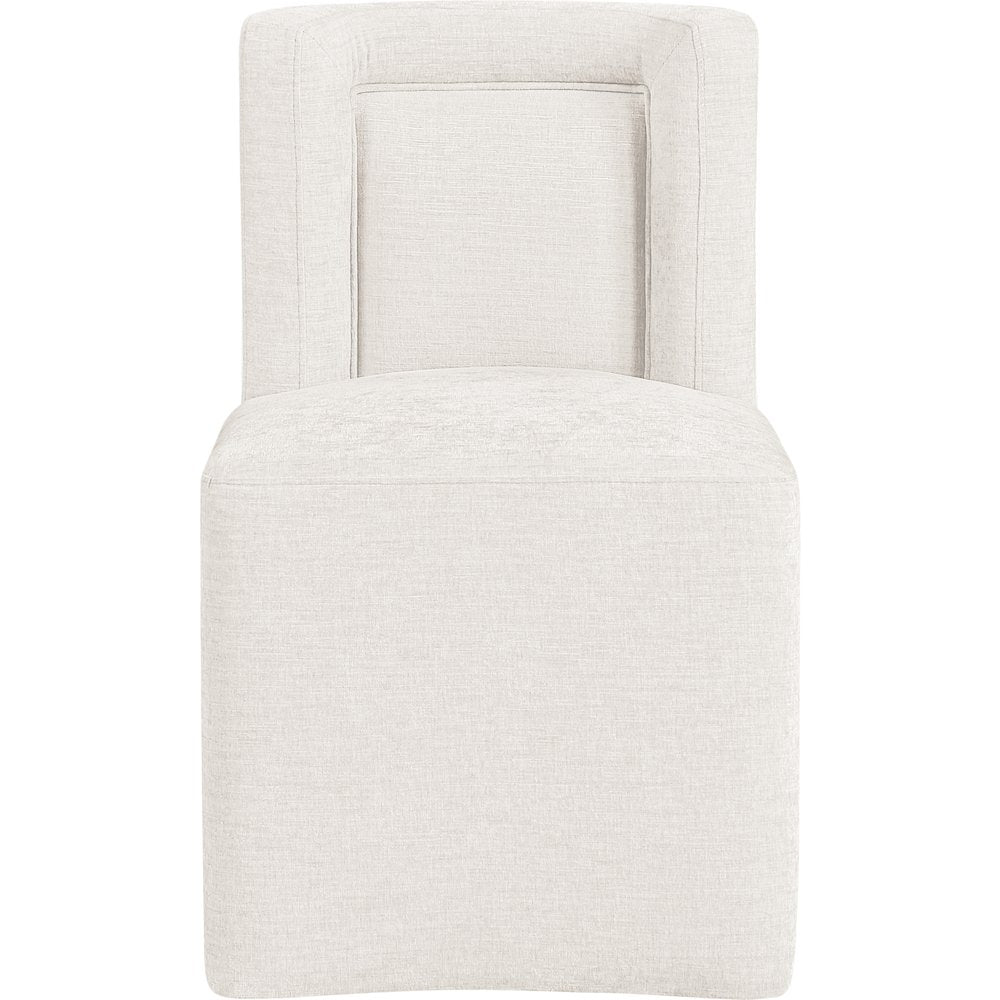 Duvina Cream Chenille Performance Fabric Upholstered Dining Chair