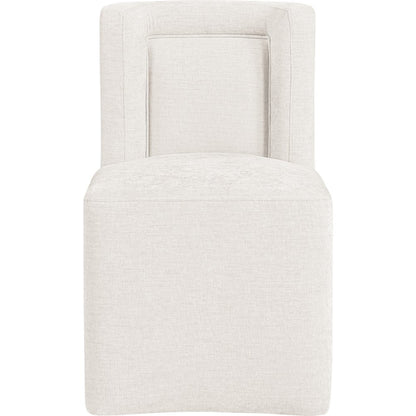 Duvina Cream Chenille Performance Fabric Upholstered Dining Chair