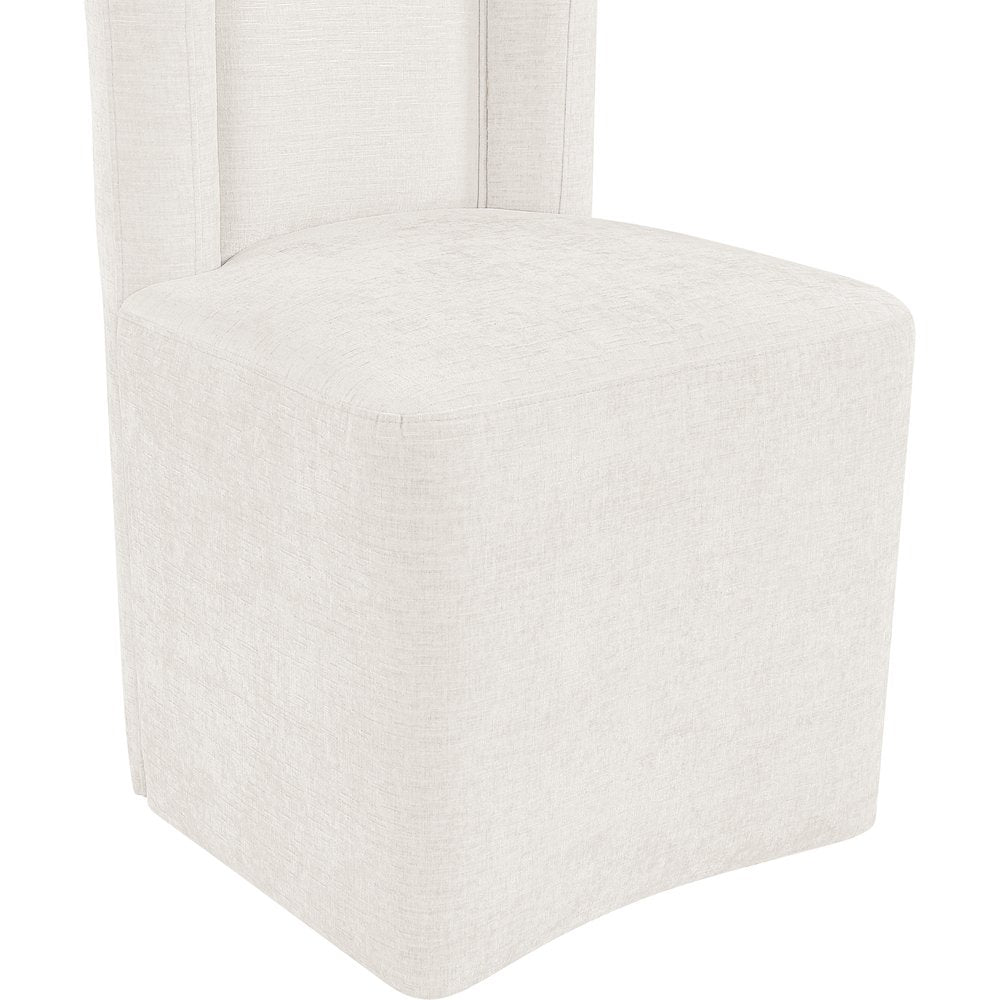 Duvina Cream Chenille Performance Fabric Upholstered Dining Chair
