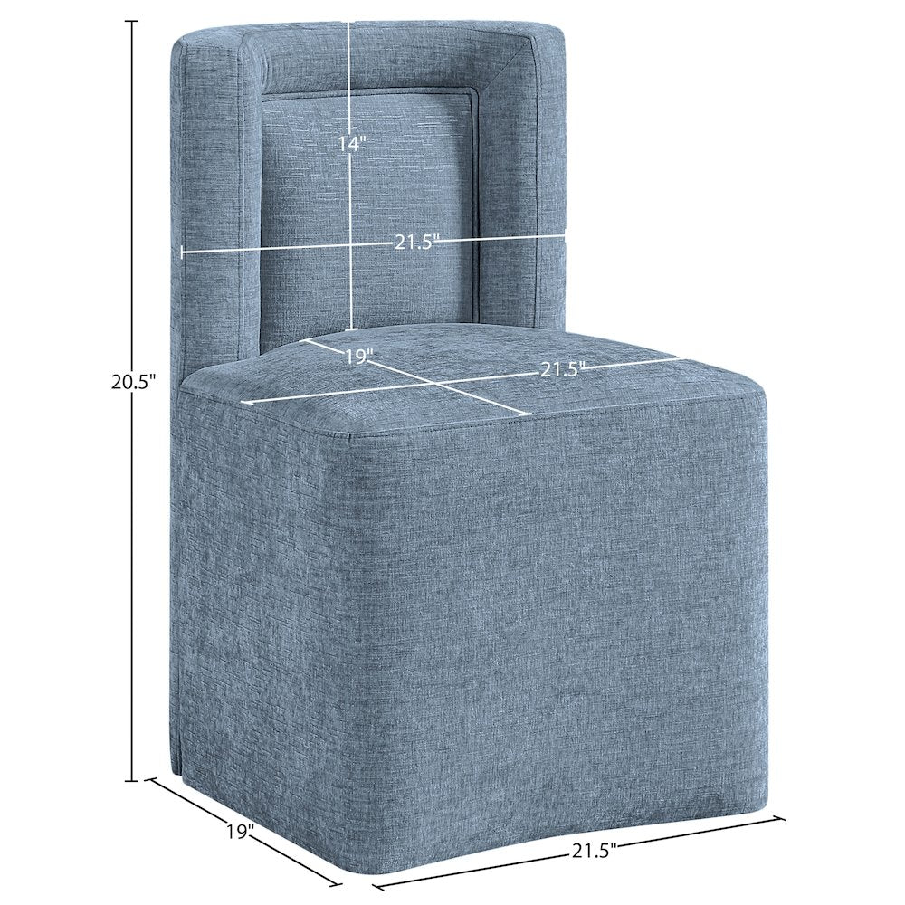 Duvina Light Blue Chenille Performance Fabric Upholstered Dining Chair