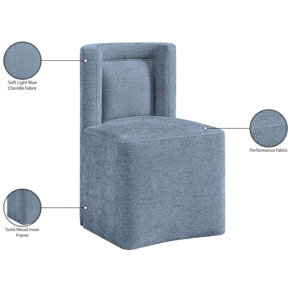 Duvina Light Blue Chenille Performance Fabric Upholstered Dining Chair