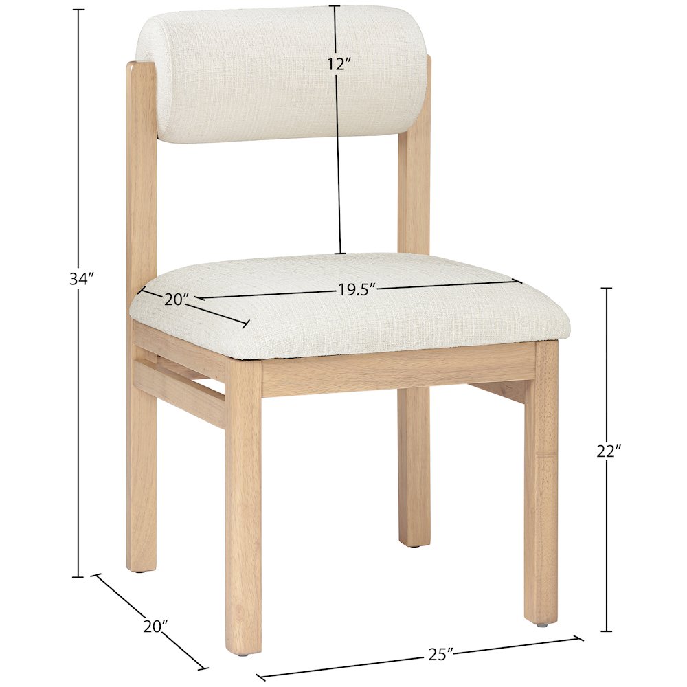 Roundhill Cream Linen Textured Fabric Upholstered Dining Chair, Set of 2