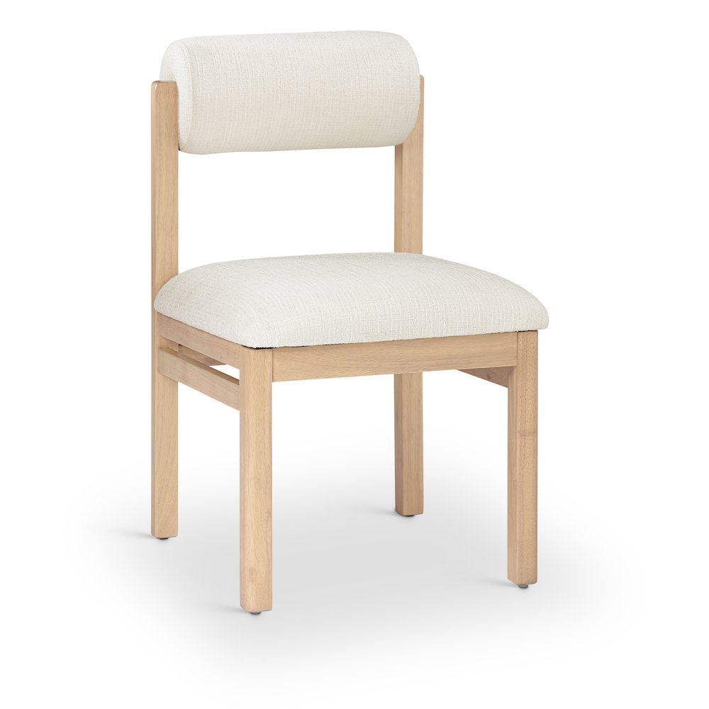 Roundhill Cream Linen Textured Fabric Upholstered Dining Chair, Set of 2