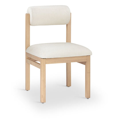 Roundhill Cream Linen Textured Fabric Upholstered Dining Chair, Set of 2