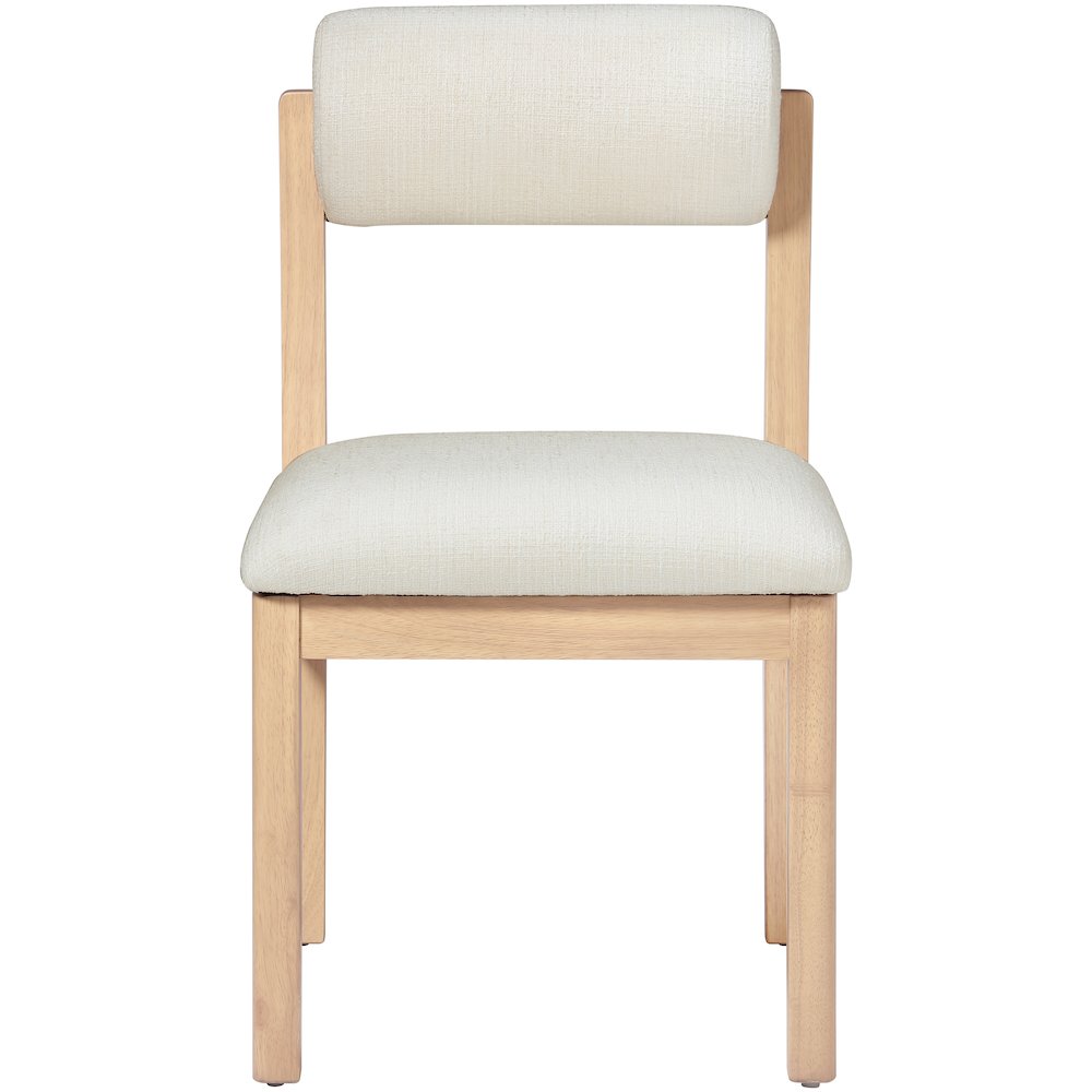 Roundhill Cream Linen Textured Fabric Upholstered Dining Chair, Set of 2